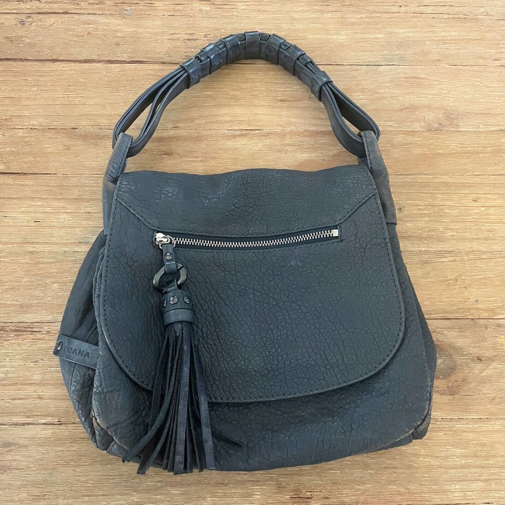 Luana Leather Gray Tassell Bag Hobo Crossbody Convertible Soft Classic